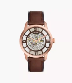 FOSSIL TOWNSMAN AUTOMATIC BROWN LEATHER WATCH