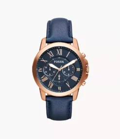 FOSSIL GRANT CRONOGRAPH NAVY LEATHER