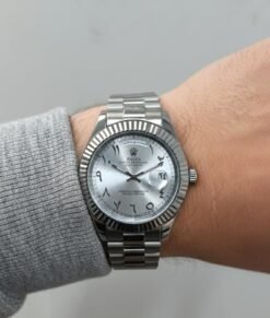 Rolee_x Oyster Perpetual Day Date Arabi Silver-Whitec
