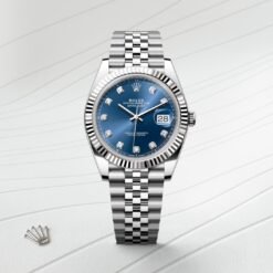 Rolee_x Oyster Perpetual Date Just Diamond Silver-Blue-Diamond