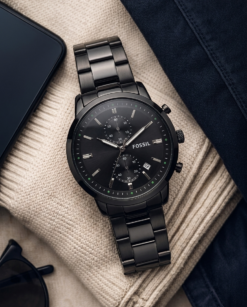Fossi_l Minimalist Chronograph Black-Silver