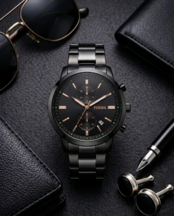 Fossi_l Minimalist Chronograph Black-Copper