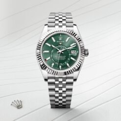 Rolee_x Oyster Perpetual Sky Dweller Silver-Green