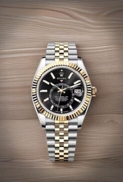 Rolee_x Oyster Perpetual Sky Dweller 2Ton-Gold-Black