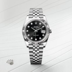 Rolee_x Oyster Perpetual Date Just Diamond Silver-Black-Diamond