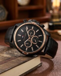 Tommmy Hilfige_r Oxford Chronograph leather belt Black