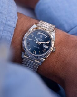 Rolee_x Oyster Perpetual Day Date 40 Battery Silver-Blue