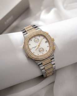 Pate_k Philippe Nautilus Diamond Two Tone White - J1671