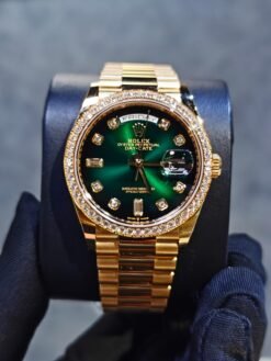 Rolee_x Oyster Perpetual Day Date Diamond Gold-Green