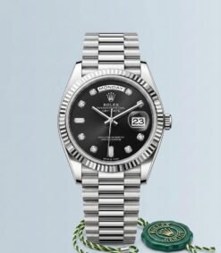 Rolee_x Oyster Perpetual Day Date Diamond Silver Black 40 Battery