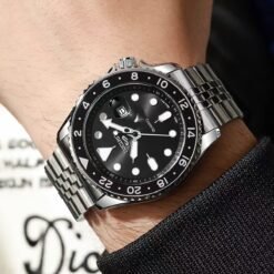Seiko 5 Sports GMT Quartz Movement Silver Black