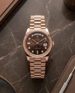 Rolee_x Oyster Perpetual Day Date Diamond Cooper Brown 40 Battery