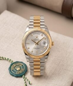 Rolee_x Oyster Perpetual Day Date Diamond 2Ton Gold White