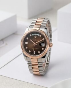 Rolee_x Oyster Perpetual Day Date Diamond 2Ton-Copper-Brown 40 Battery