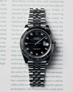 Rolee_x Oyster Perpetual Date Just Diamond Silver-Black-Diamond