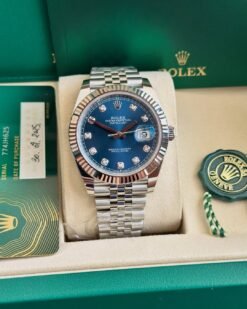 Rolee_x Oyster Perpetual Date Just Diamond Silver-Blue-Diamond